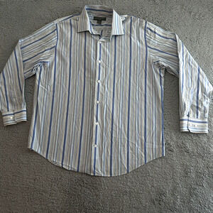 Banana Republic Mens Size XL Long Sleeve Button Down Stripe Blue White Preppy
